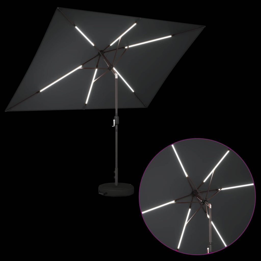 Garten Sonnenschirm mit LED-Lichtern 200 x 300 cm Polyester