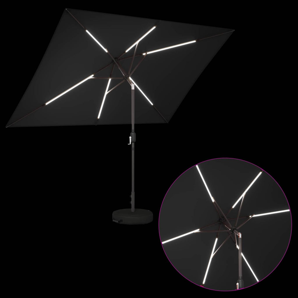 Garten Sonnenschirm mit LED-Lichtern 200 x 300 cm Polyester