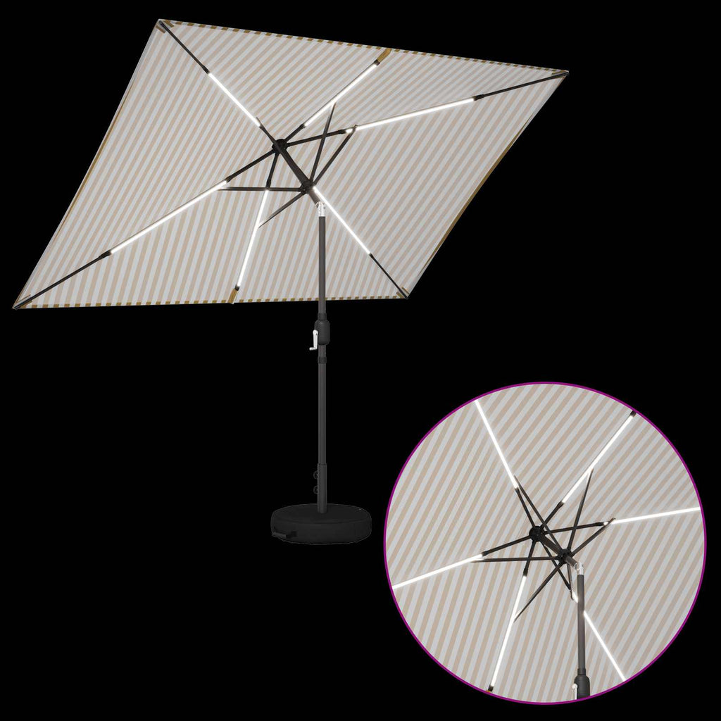 Garten Sonnenschirm mit LED-Lichtern 200 x 300 cm Polyester
