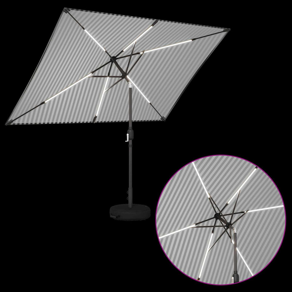 Garten Sonnenschirm mit LED-Lichtern 200 x 300 cm Polyester