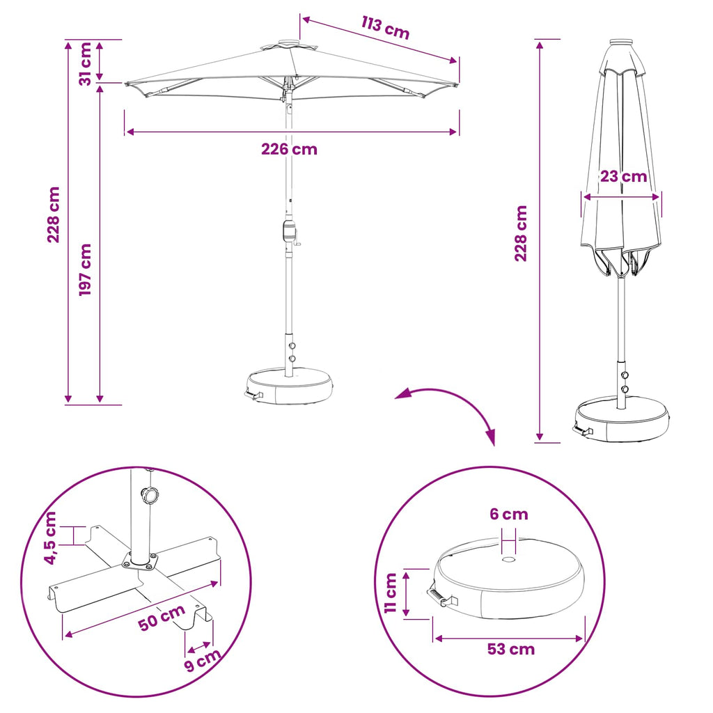 Garten Sonnenschirm mit LED-Lichtern 230 x 230 cm Polyester