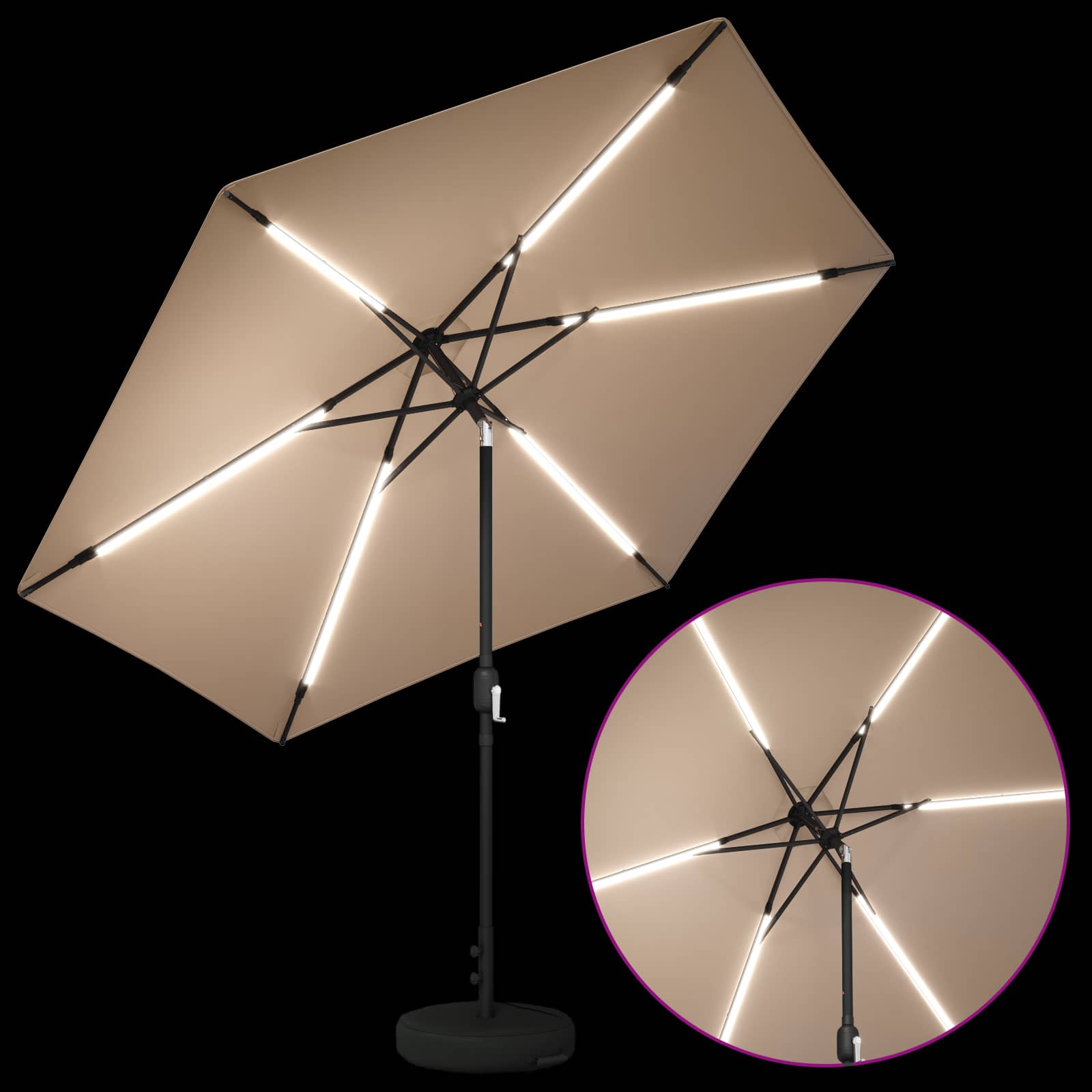 Garten Sonnenschirm mit LED-Lichtern 300 x 300 cm Polyester