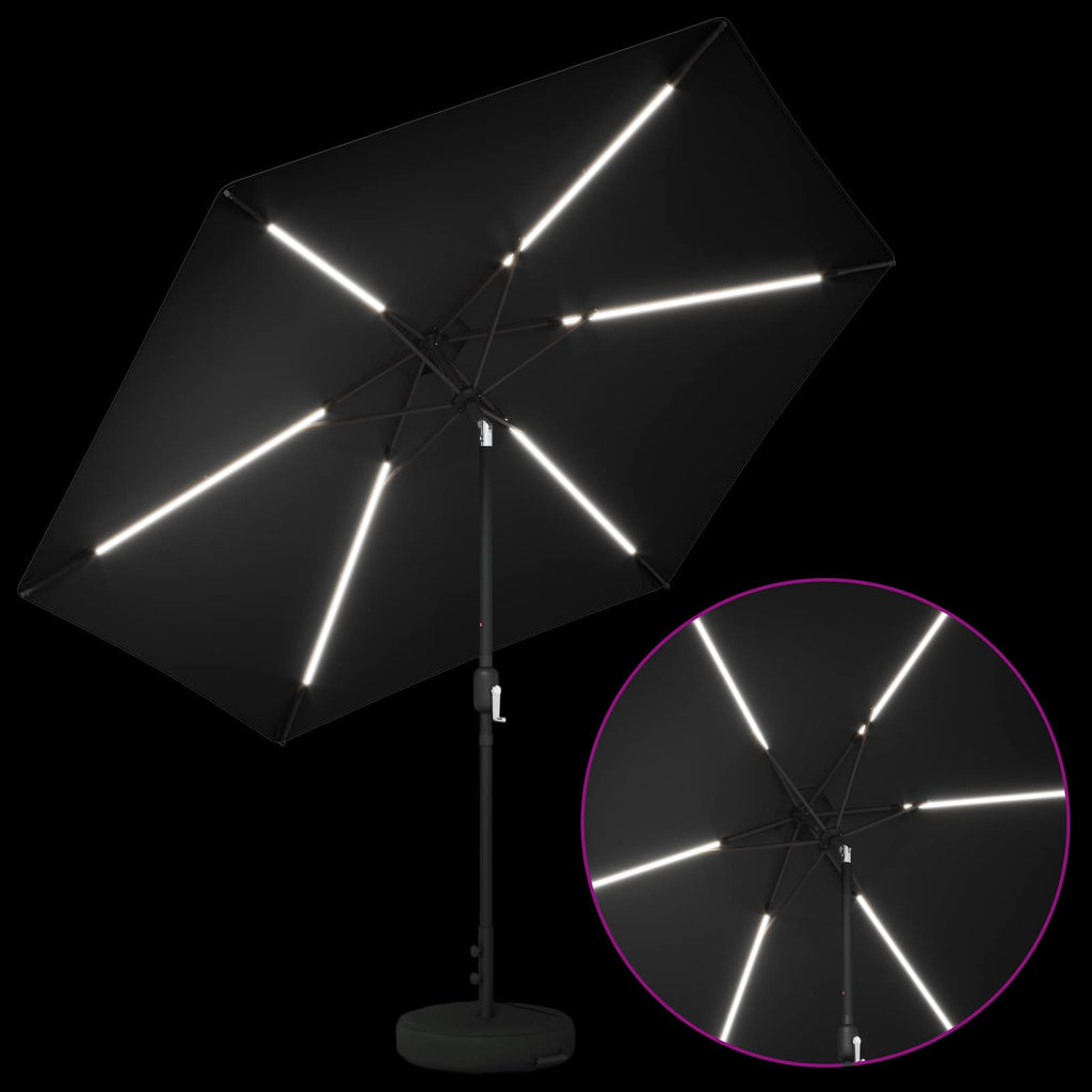 Garten Sonnenschirm mit LED-Lichtern 300 x 300 cm Polyester