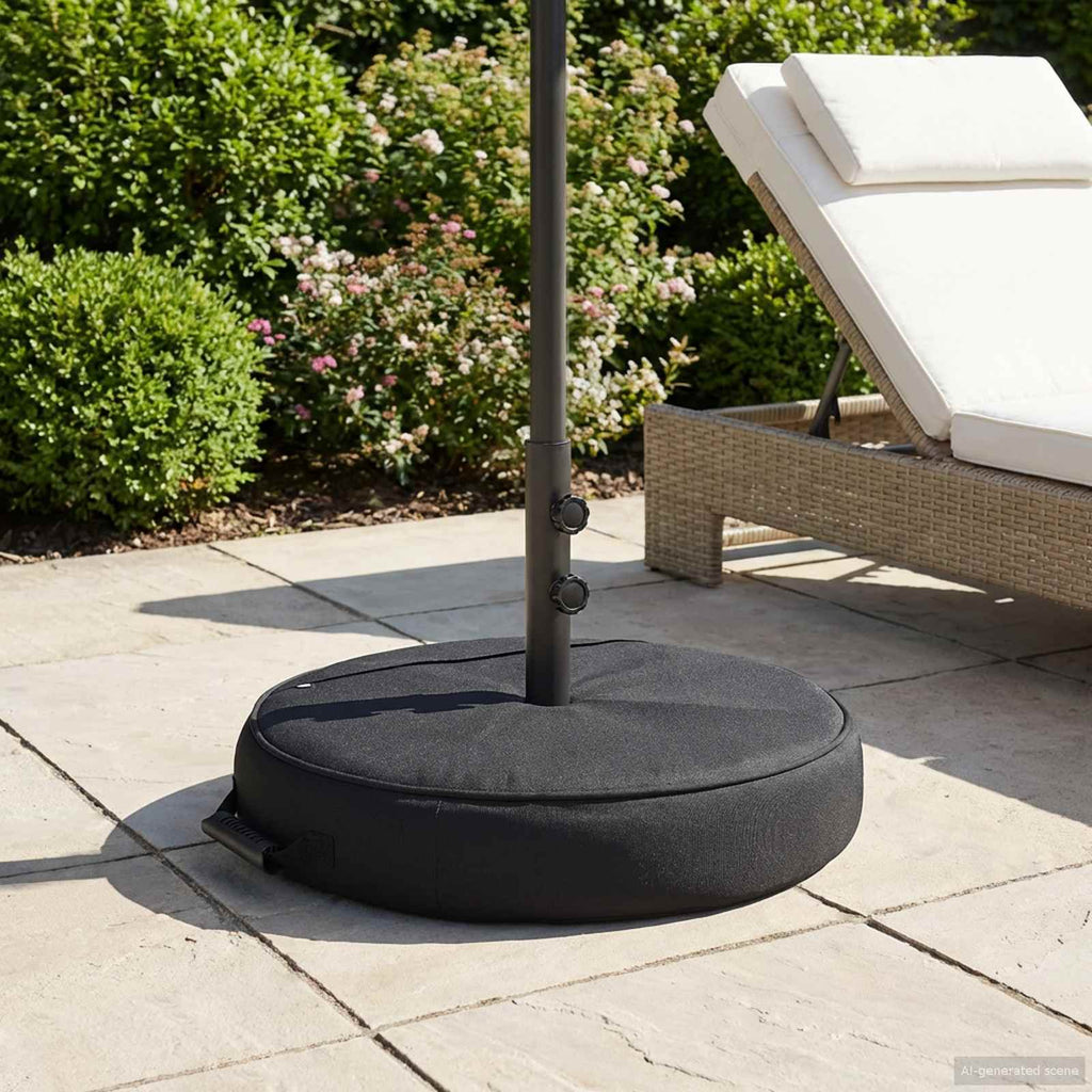 Terrassenständer für Sonnenschirme 50 x 50 cm Stahl Schwarz