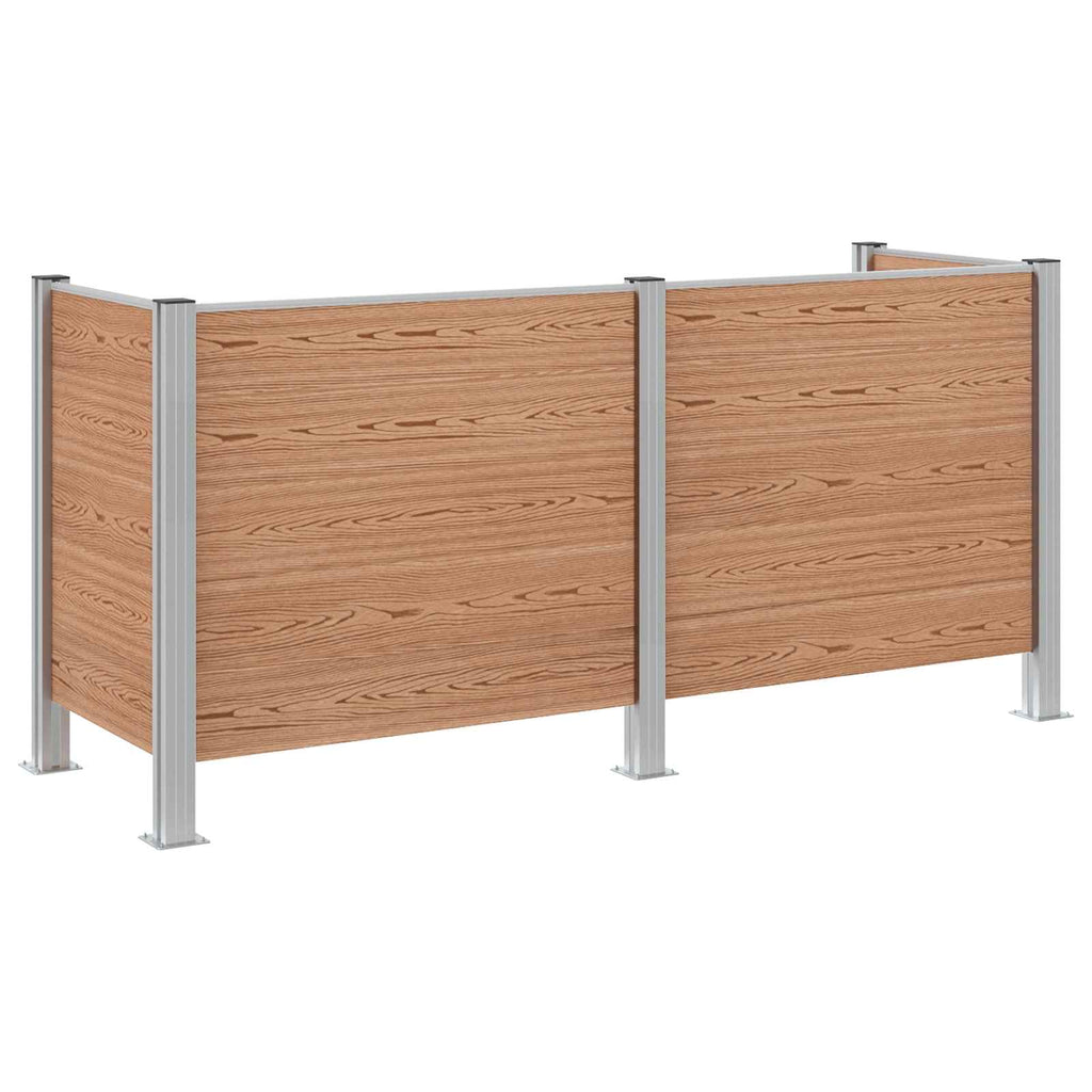 Mülltonnenzaun Braun 237 x 85 x 115 cm Aluminium und WPC