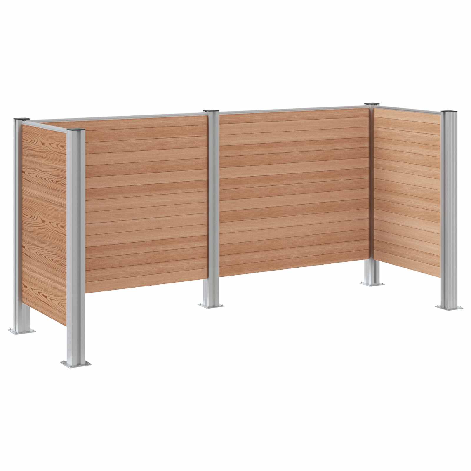 Mülltonnenzaun Braun 237 x 85 x 115 cm Aluminium und WPC