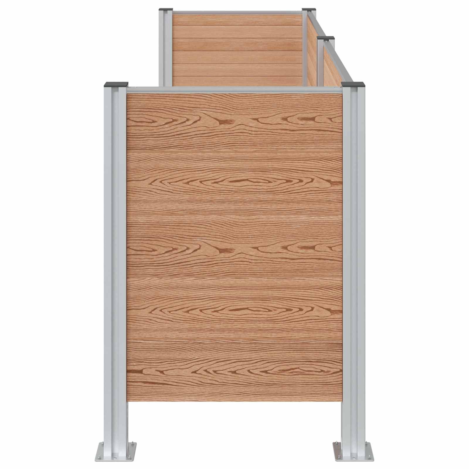 Mülltonnenzaun Braun 237 x 85 x 115 cm Aluminium und WPC