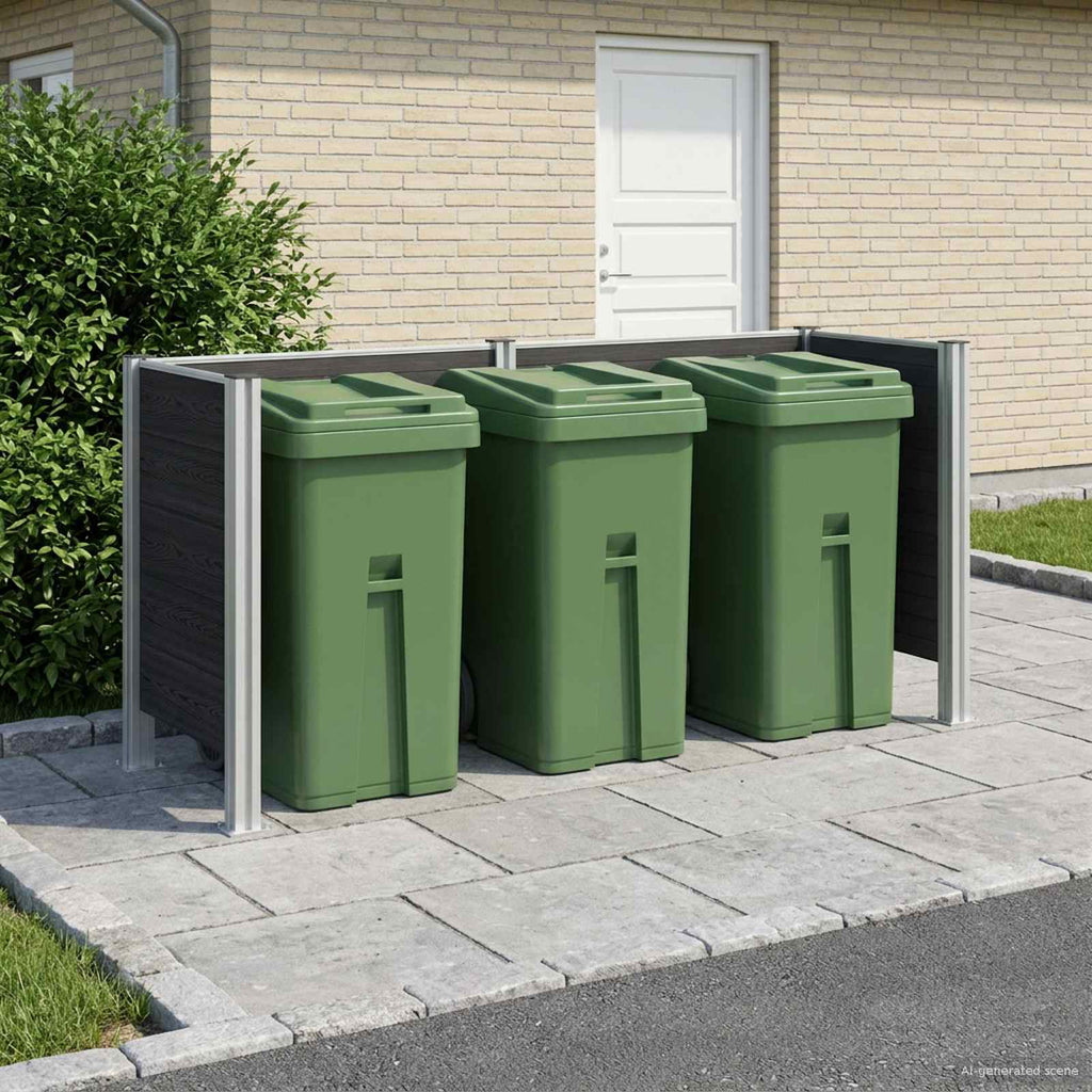 Mülltonnenzaun Grau 237 x 85 x 115 cm Aluminium und WPC