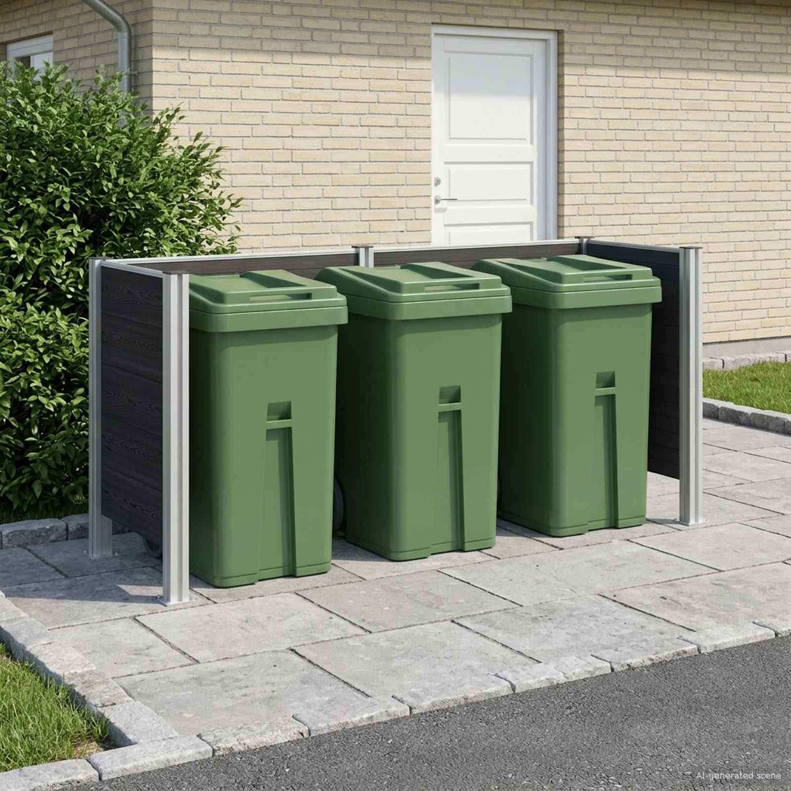Mülltonnenzaun Grau 237 x 85 x 115 cm Aluminium und WPC