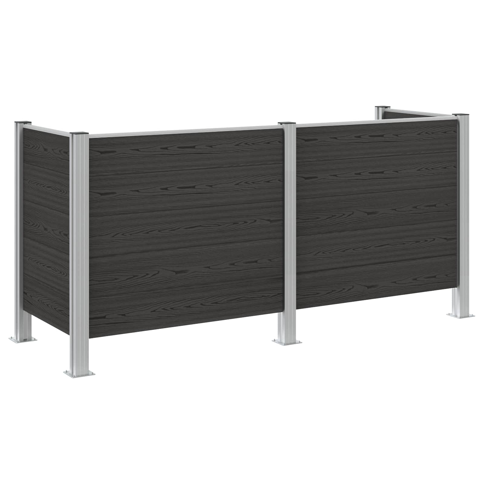 Mülltonnenzaun Grau 237 x 85 x 115 cm Aluminium und WPC