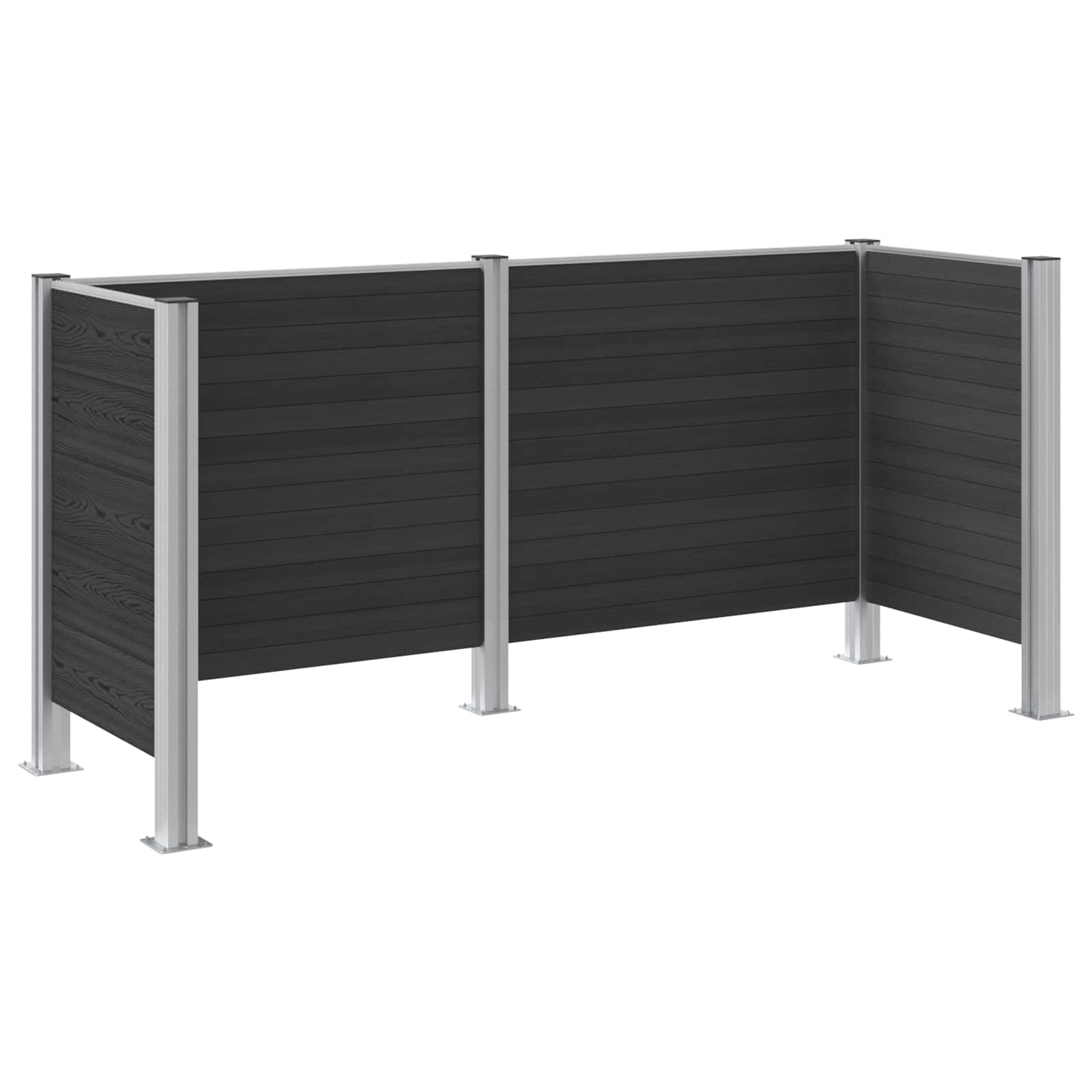 Mülltonnenzaun Grau 237 x 85 x 115 cm Aluminium und WPC