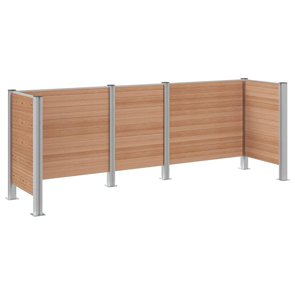 Mülltonnenzaun Braun 315 x 85 x 115 cm Aluminium und WPC