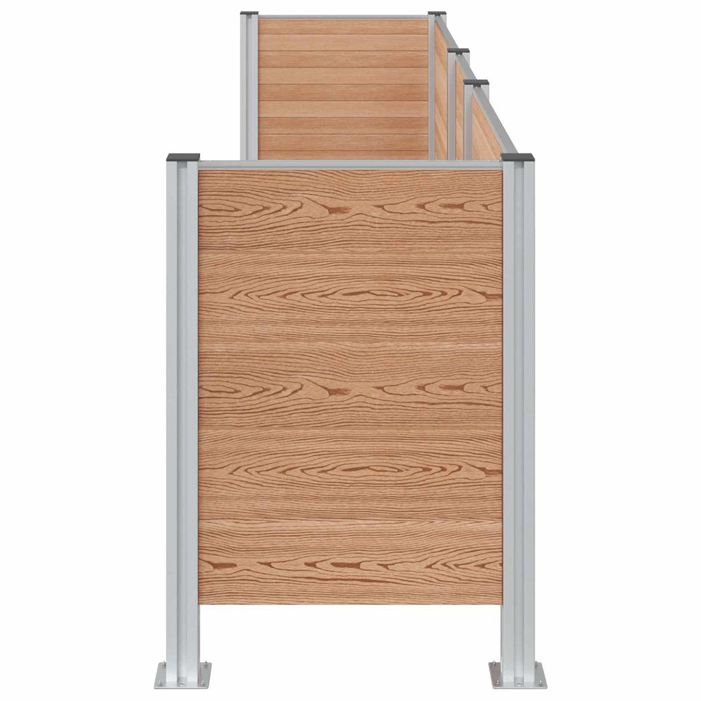 Mülltonnenzaun Braun 315 x 85 x 115 cm Aluminium und WPC