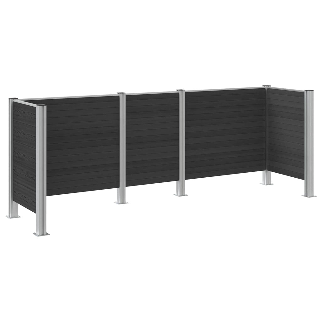 Mülltonnenzaun Grau 315 x 85 x 115 cm Aluminium und WPC