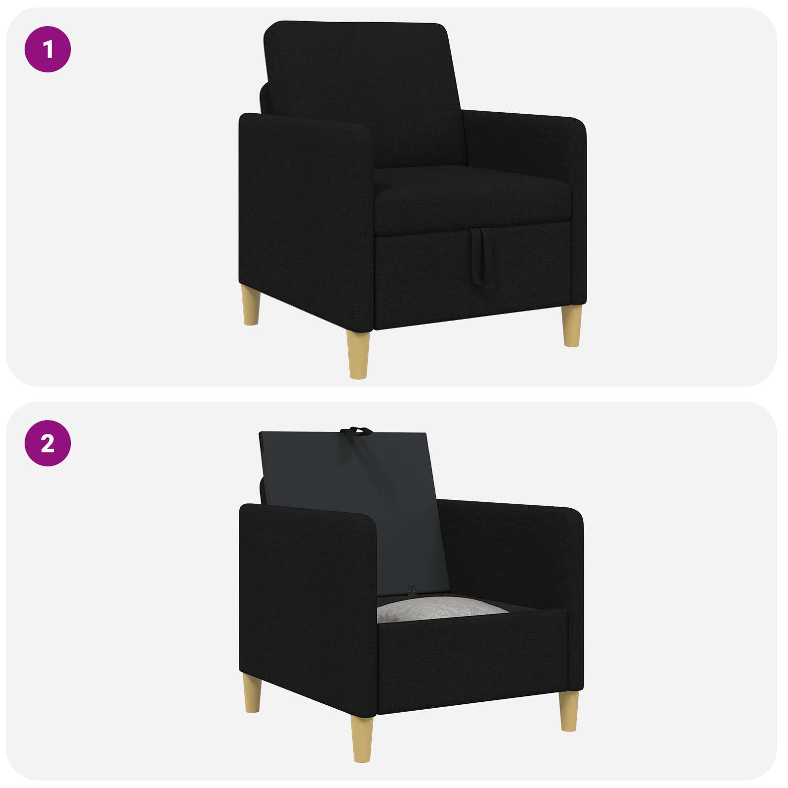 Sofa mit Stauraum Schwarz 72 x 78 x 87 cm Polyester