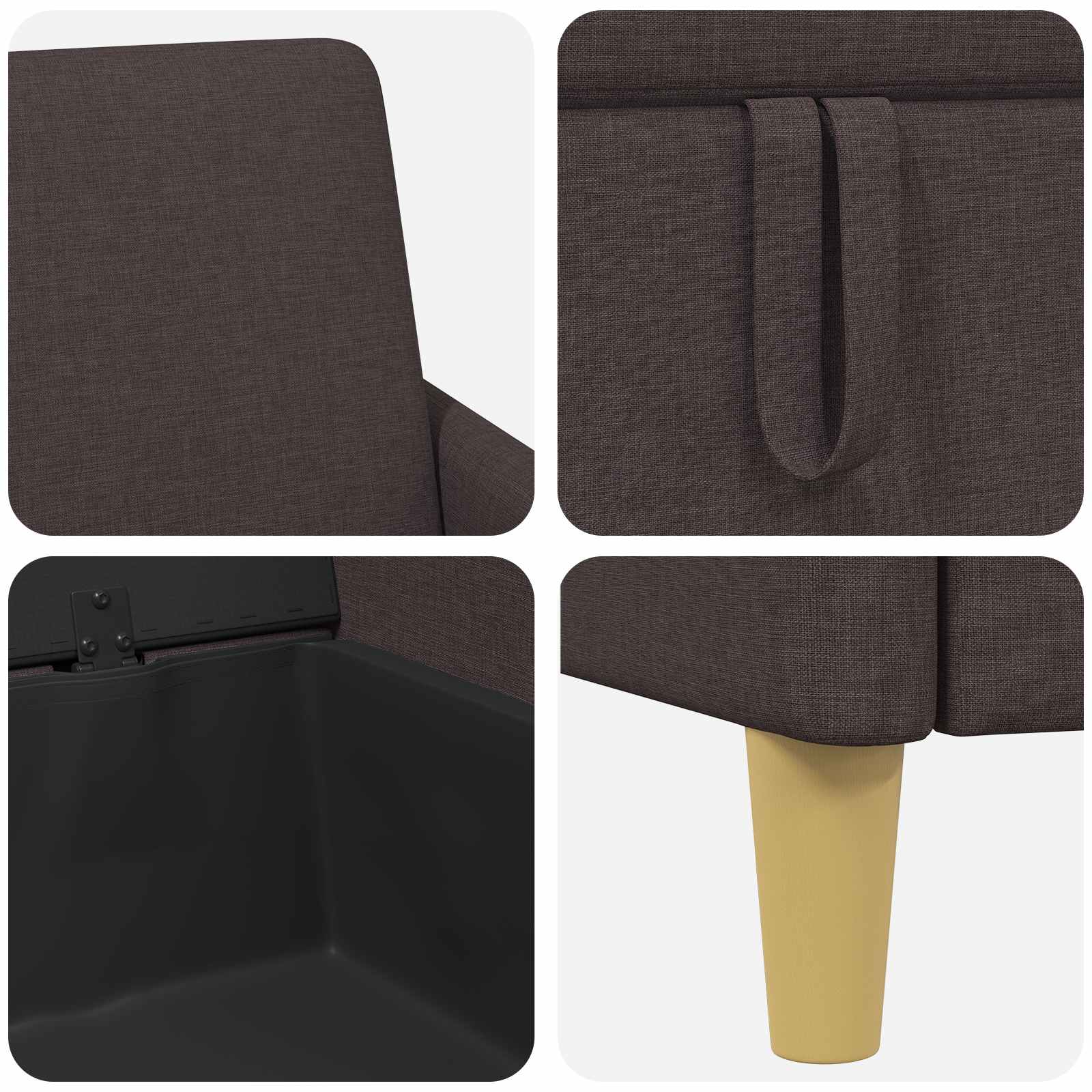 Sofa mit Stauraum Dunkelbraun 72 x 78 x 87 cm Polyester