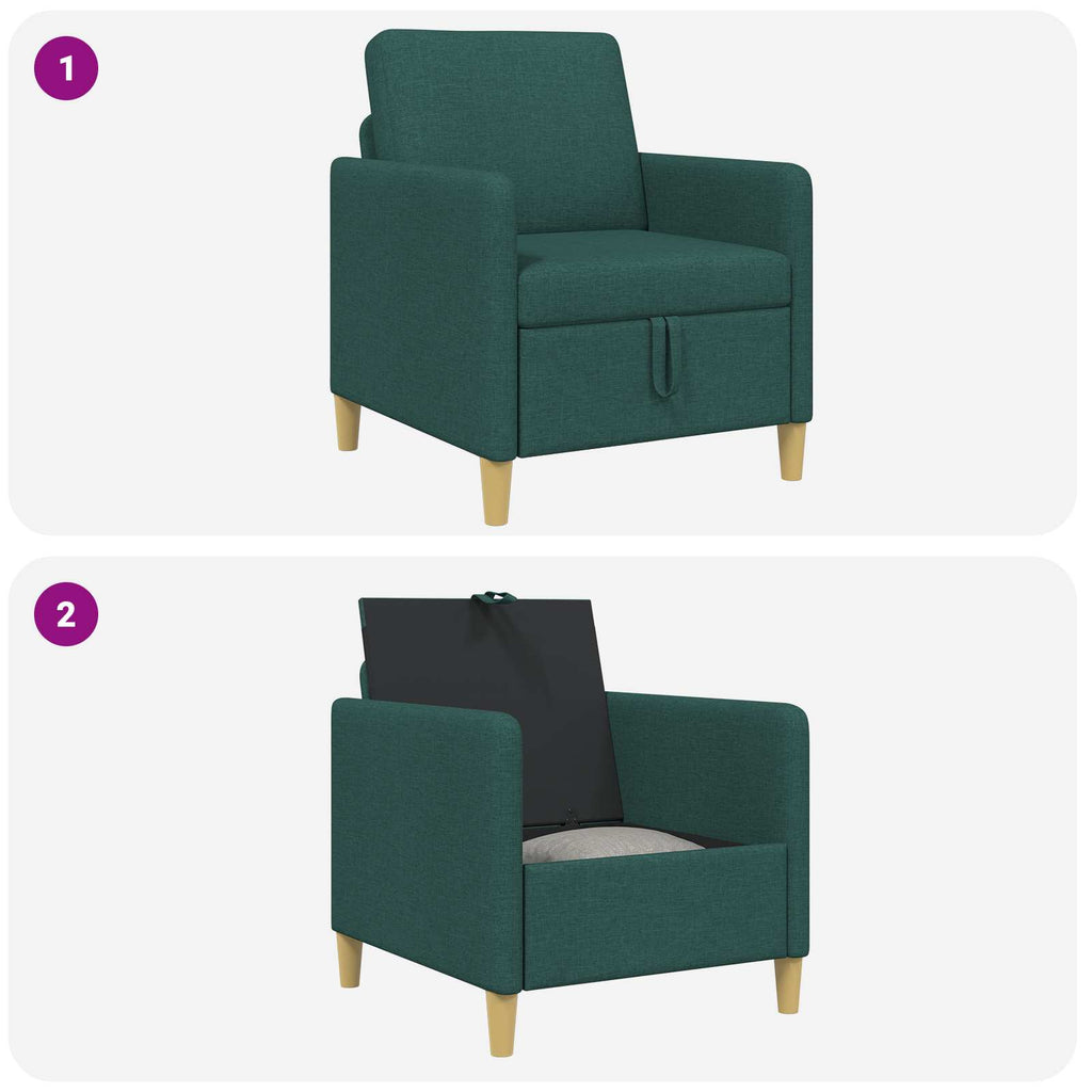 Sofa mit Stauraum Dunkelgrün 72 x 78 x 87 cm Polyester