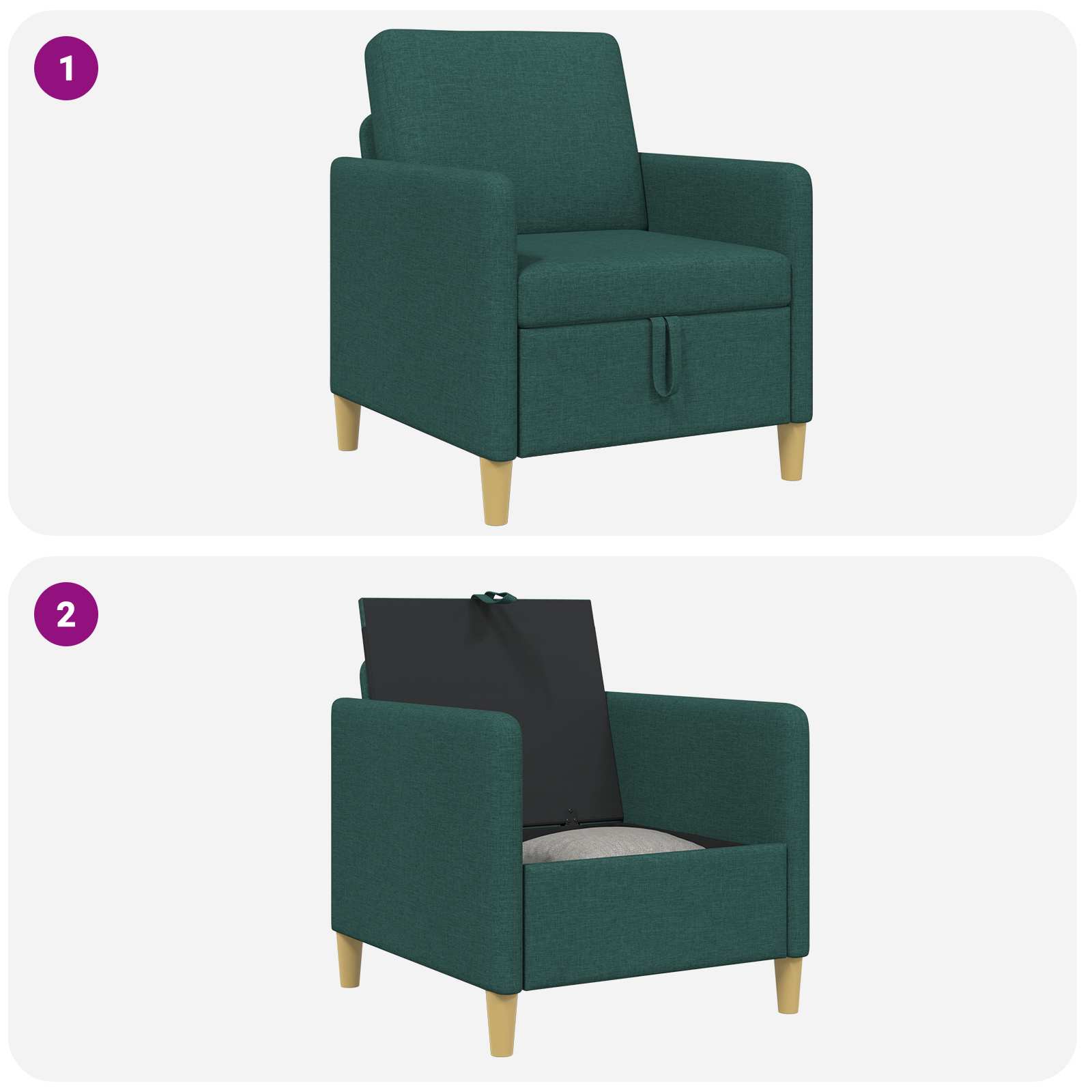 Sofa mit Stauraum Dunkelgrün 72 x 78 x 87 cm Polyester