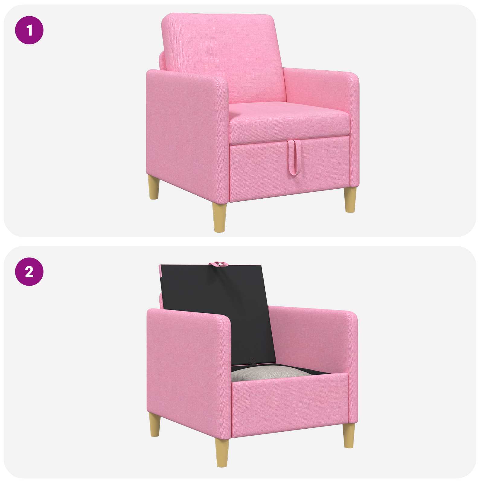 Sofa mit Stauraum Rosa 72 x 78 x 87 cm Polyester
