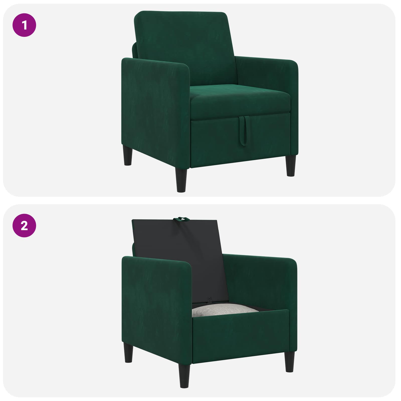 Sofa mit Stauraum Dunkelgrün 72 x 78 x 87 cm Polyester