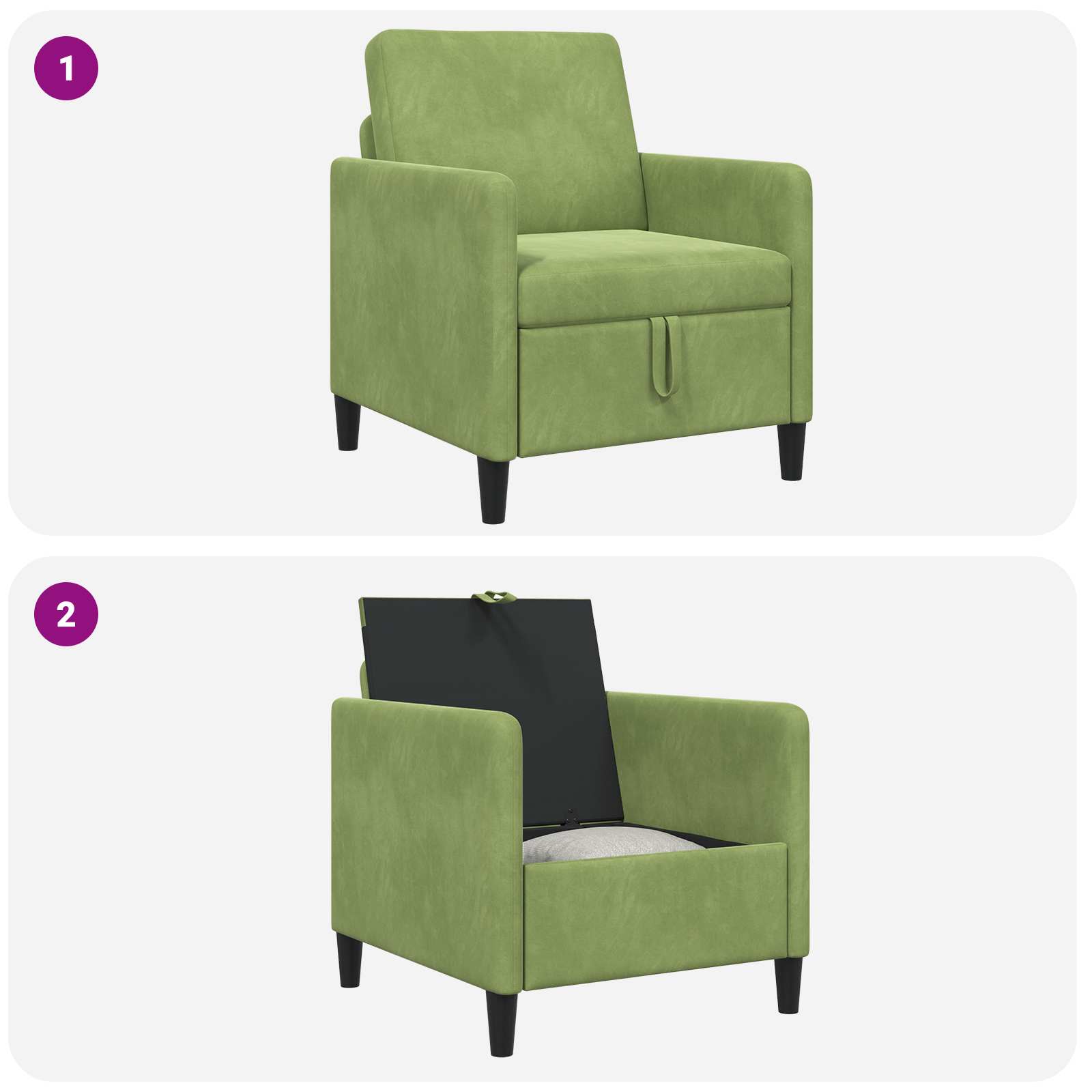Sofa mit Stauraum Hellgrün 72 x 78 x 87 cm Polyester