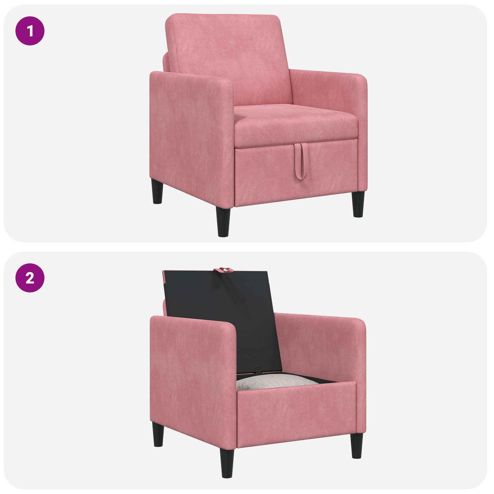 Sofa mit Stauraum Rosa 72 x 78 x 87 cm Polyester