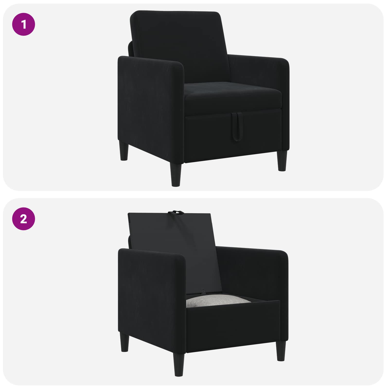 Sofa mit Stauraum Schwarz 72 x 78 x 87 cm Polyester