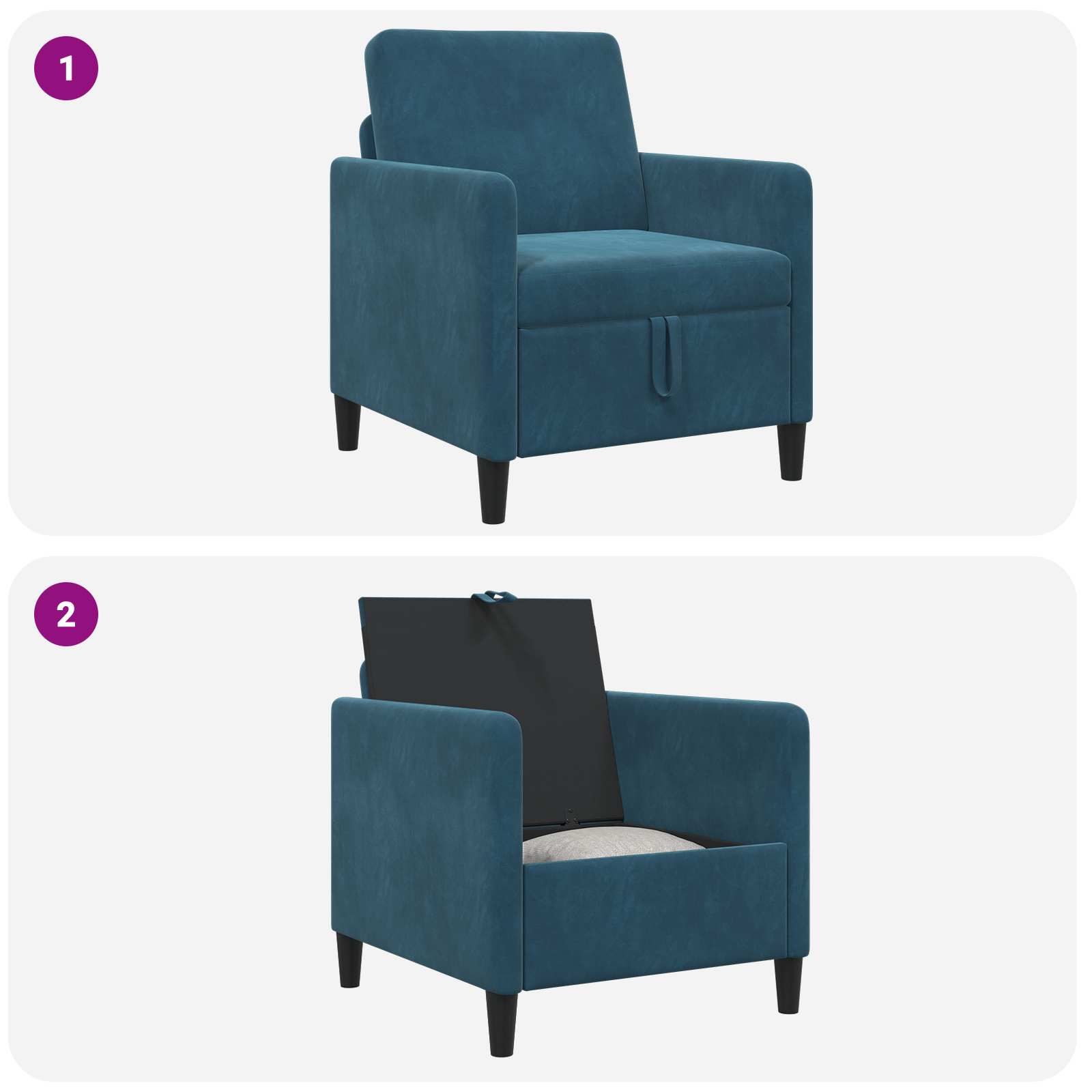 Sofa mit Stauraum Blau 72 x 78 x 87 cm Polyester
