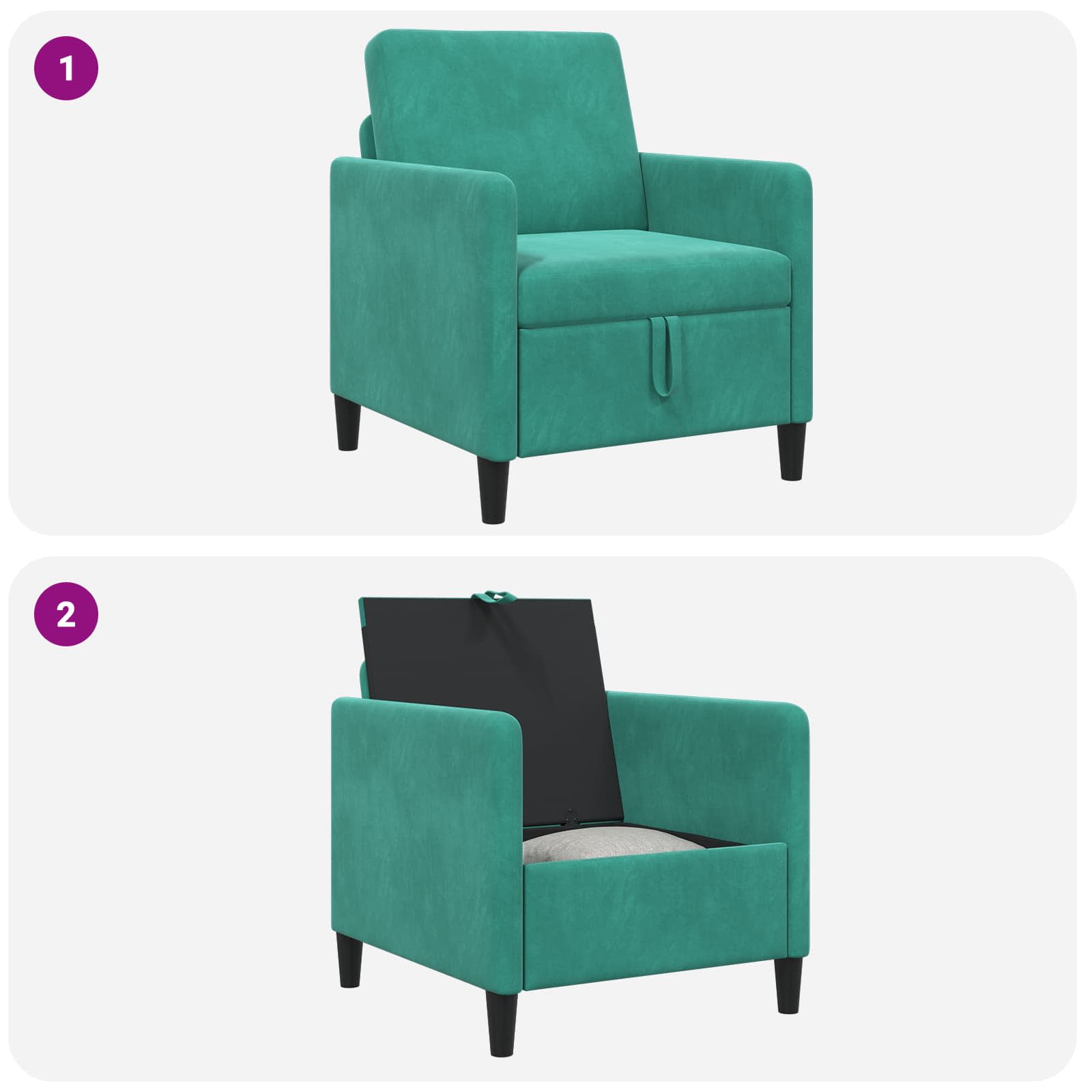 Sofa mit Stauraum Türkis 72 x 78 x 87 cm Polyester
