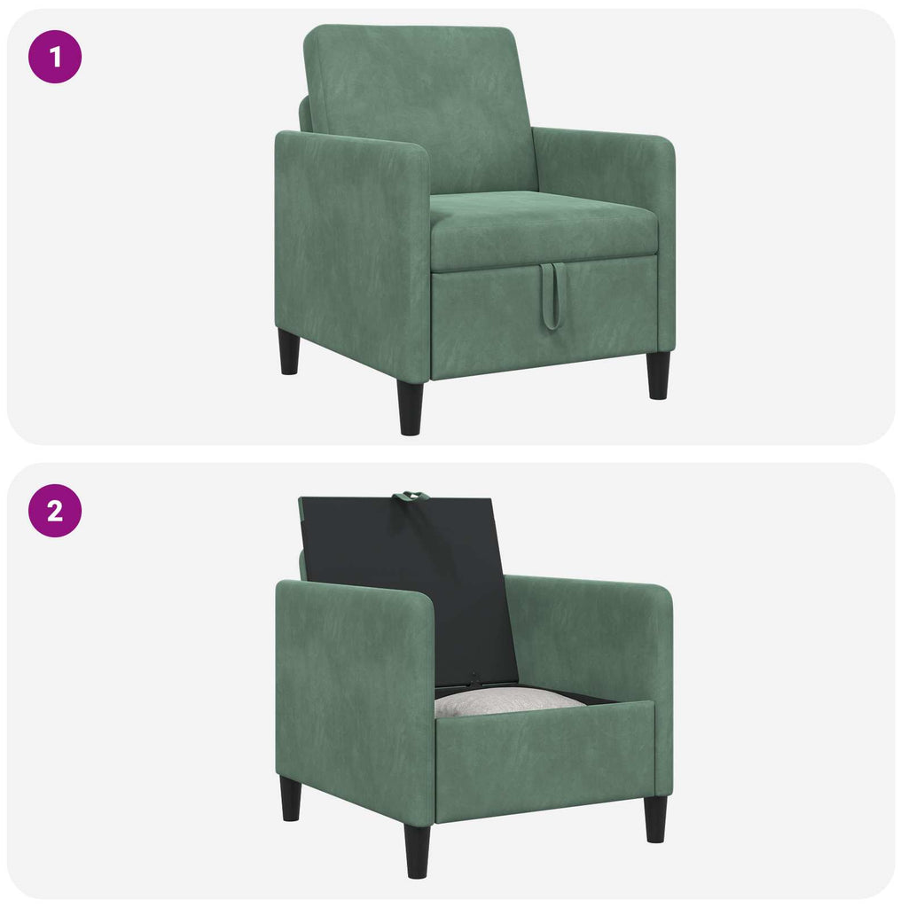 Sofa mit Stauraum Meergrün 72 x 78 x 87 cm Polyester