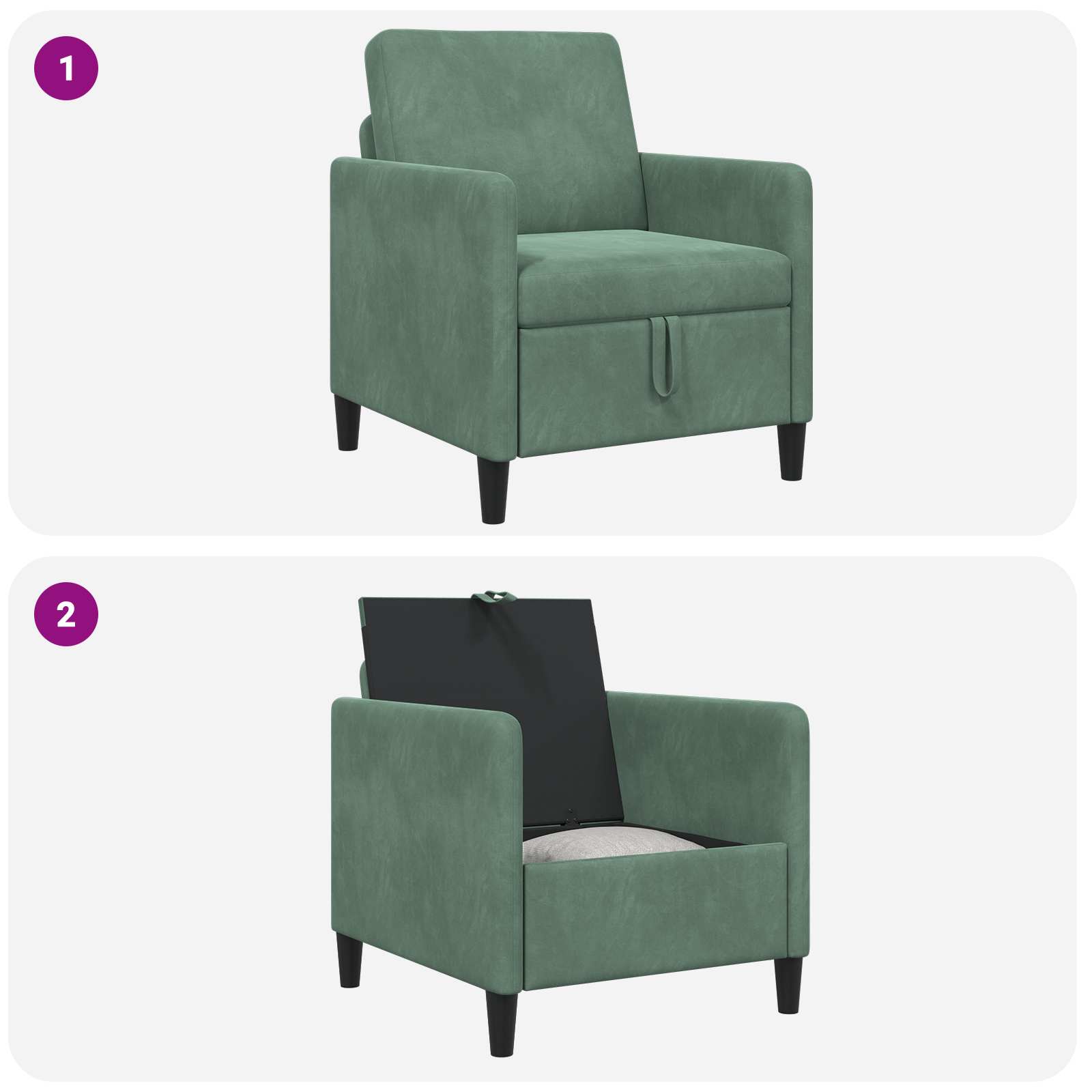 Sofa mit Stauraum Meergrün 72 x 78 x 87 cm Polyester