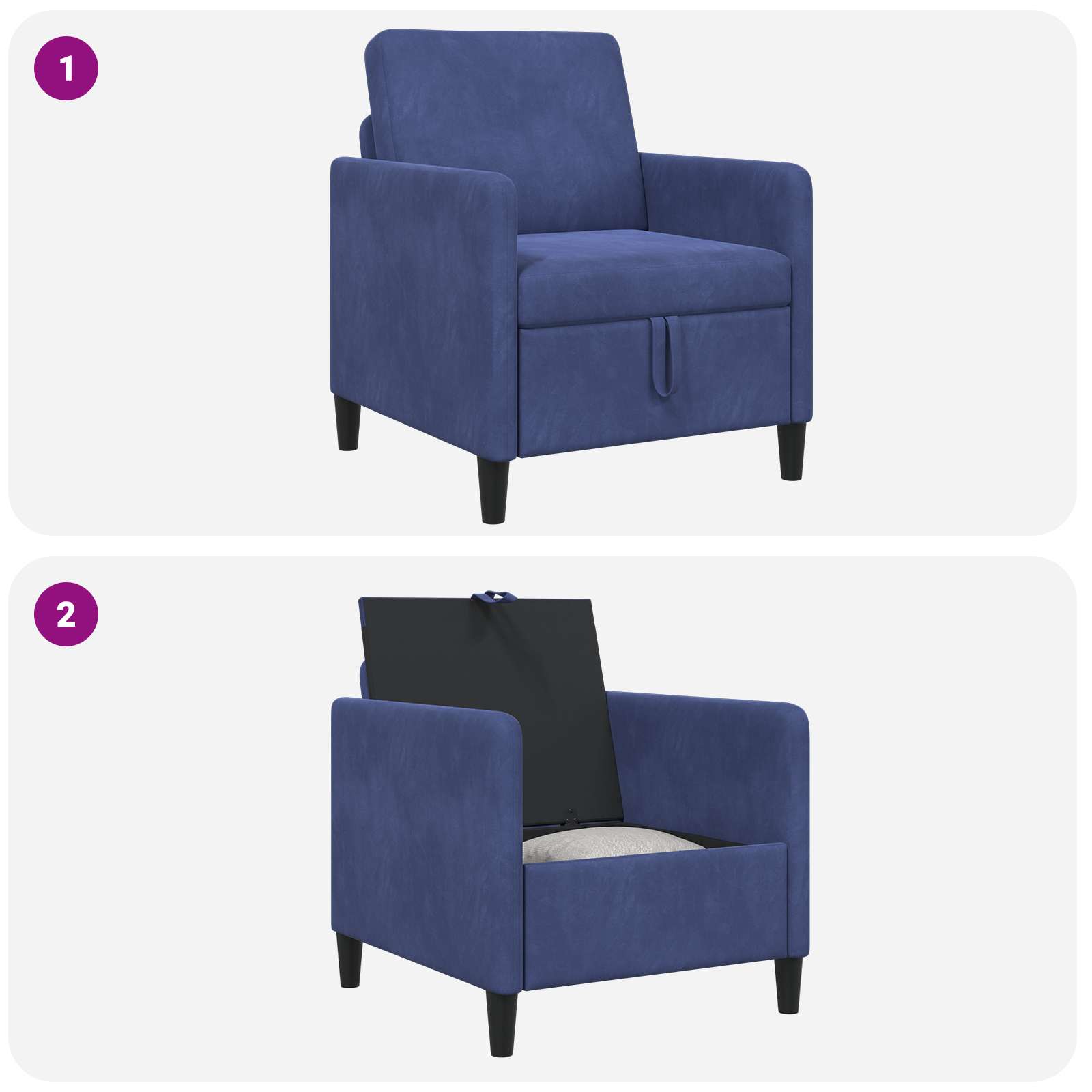 Sofa mit Stauraum Polizeiblau 72 x 78 x 87 cm Polyester