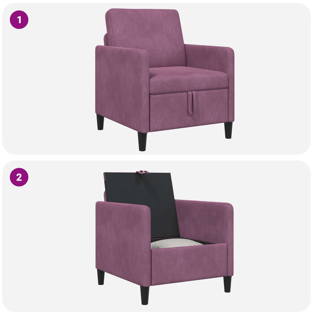 Sofa mit Stauraum Lila 72 x 78 x 87 cm Polyester