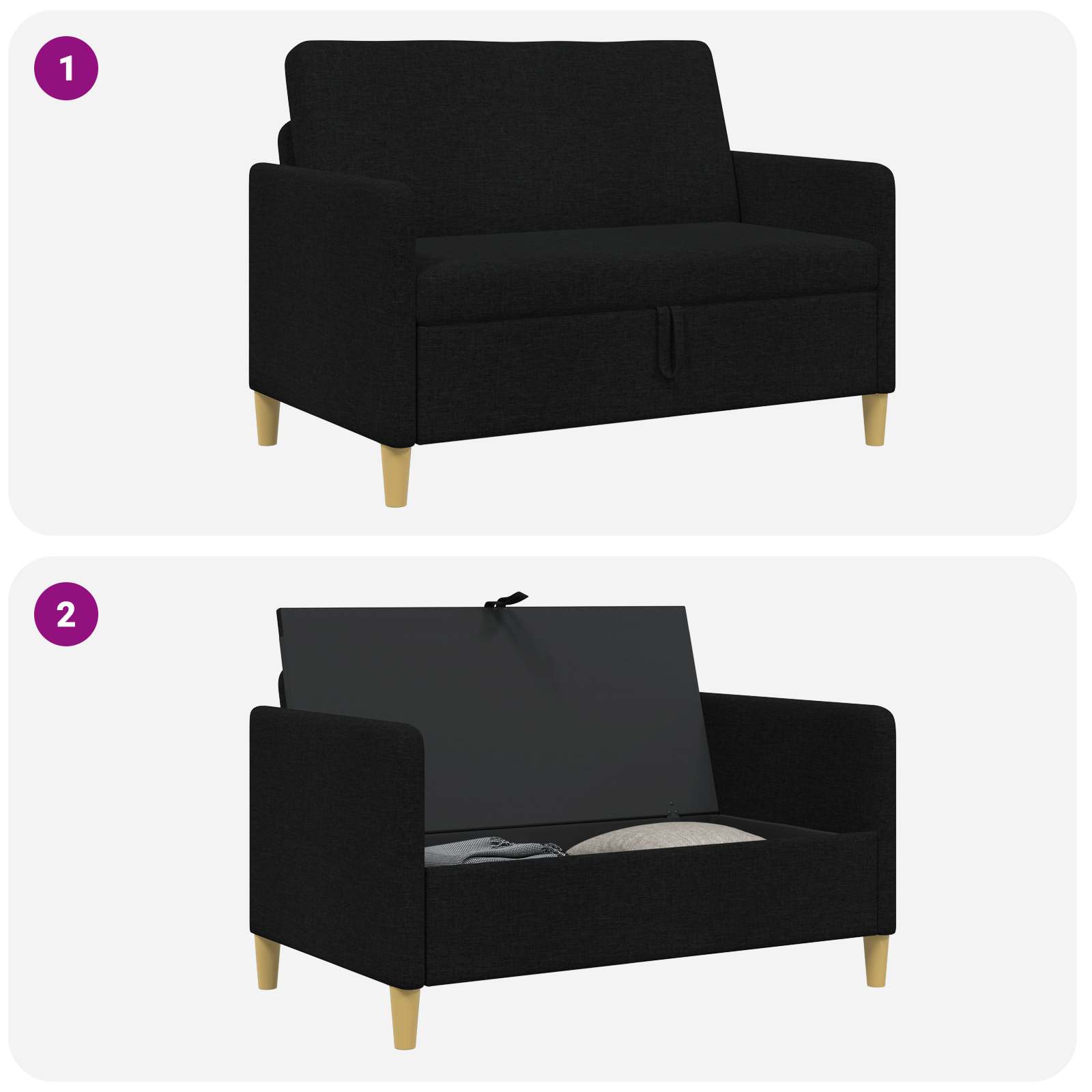 Sofa mit Stauraum Schwarz 122 x 78 x 87 cm Polyester