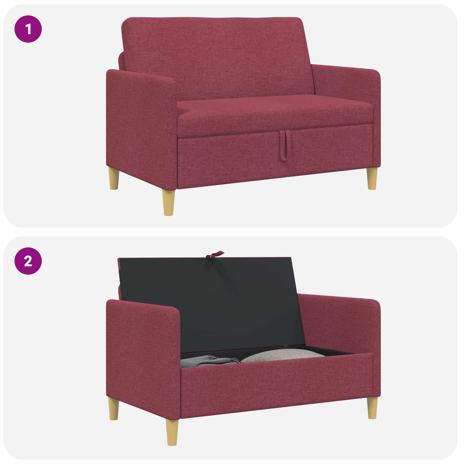 Sofa mit Stauraum Weinrot 122 x 78 x 87 cm Polyester