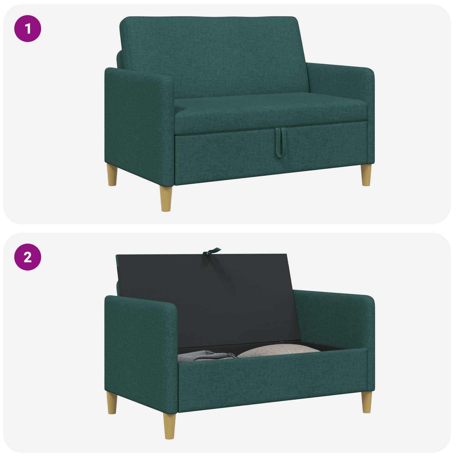 Sofa mit Stauraum Dunkelgrün 122 x 78 x 87 cm Polyester