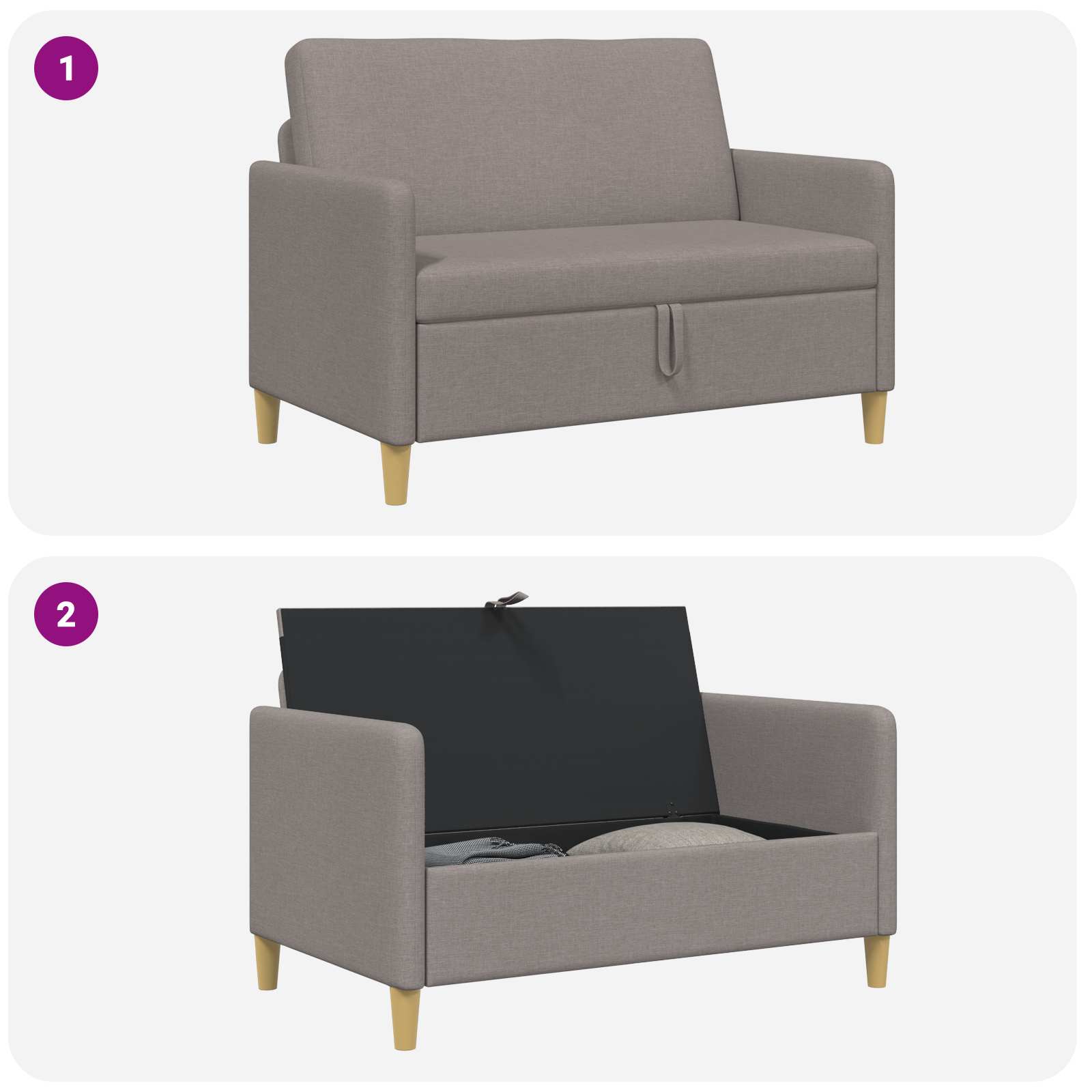 Sofa mit Stauraum Taupe 122 x 78 x 87 cm Polyester