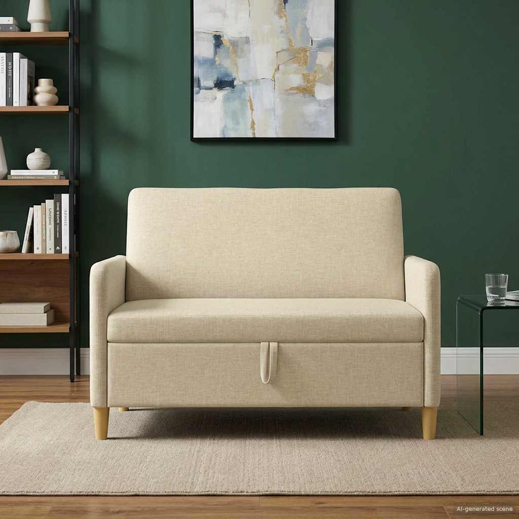 Sofa mit Stauraum Creme 122 x 78 x 87 cm Polyester