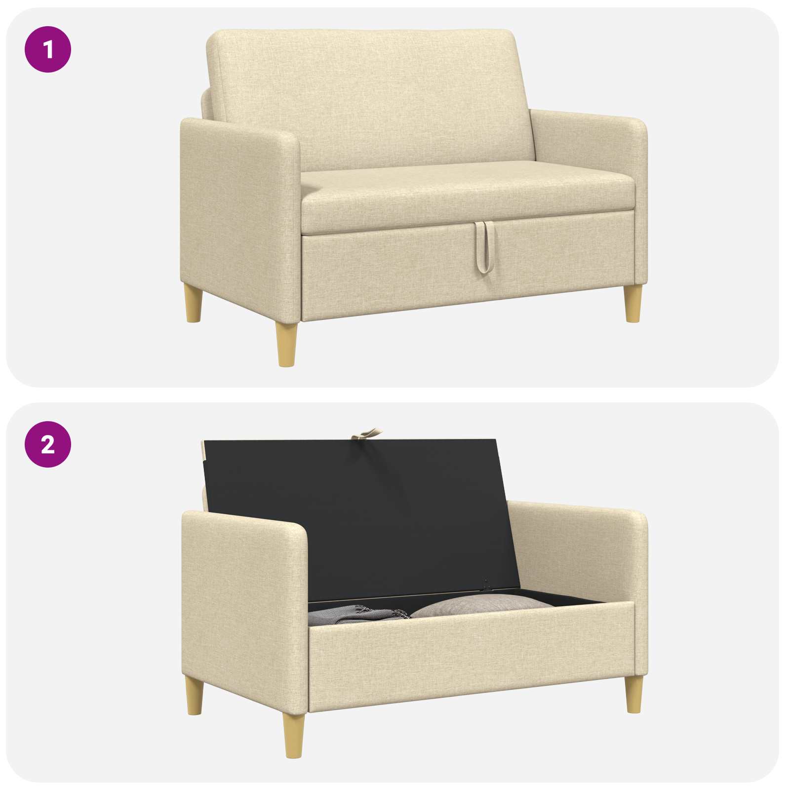 Sofa mit Stauraum Creme 122 x 78 x 87 cm Polyester