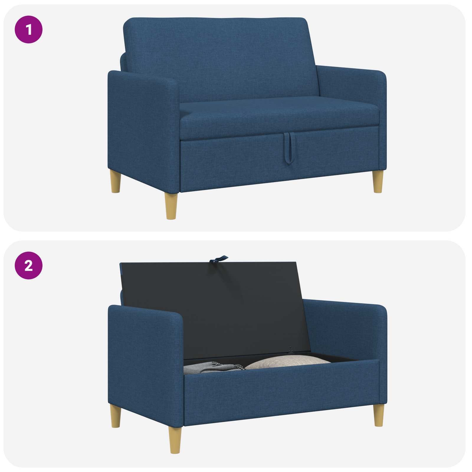 Sofa mit Stauraum Blau 122 x 78 x 87 cm Polyester