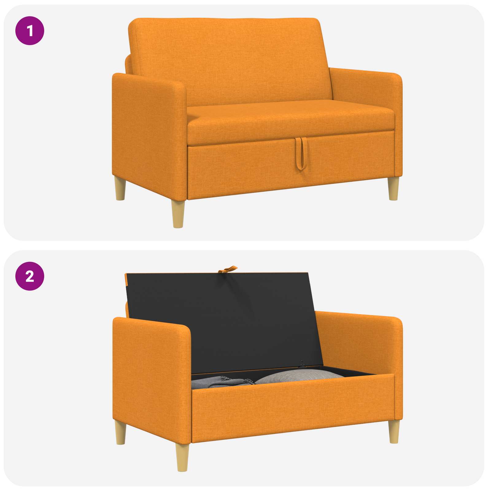 Sofa mit Stauraum Dunkelgelb 122 x 78 x 87 cm Polyester