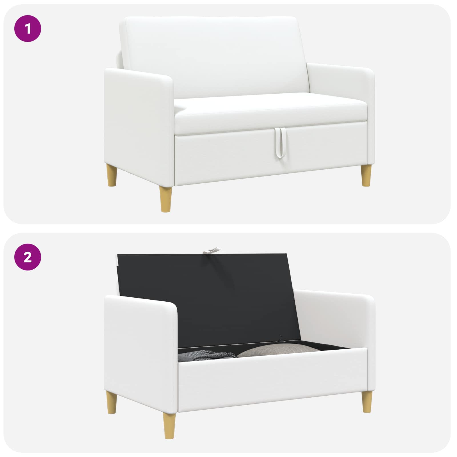 Sofa mit Stauraum Weiß 122 x 78 x 87 cm Polyester