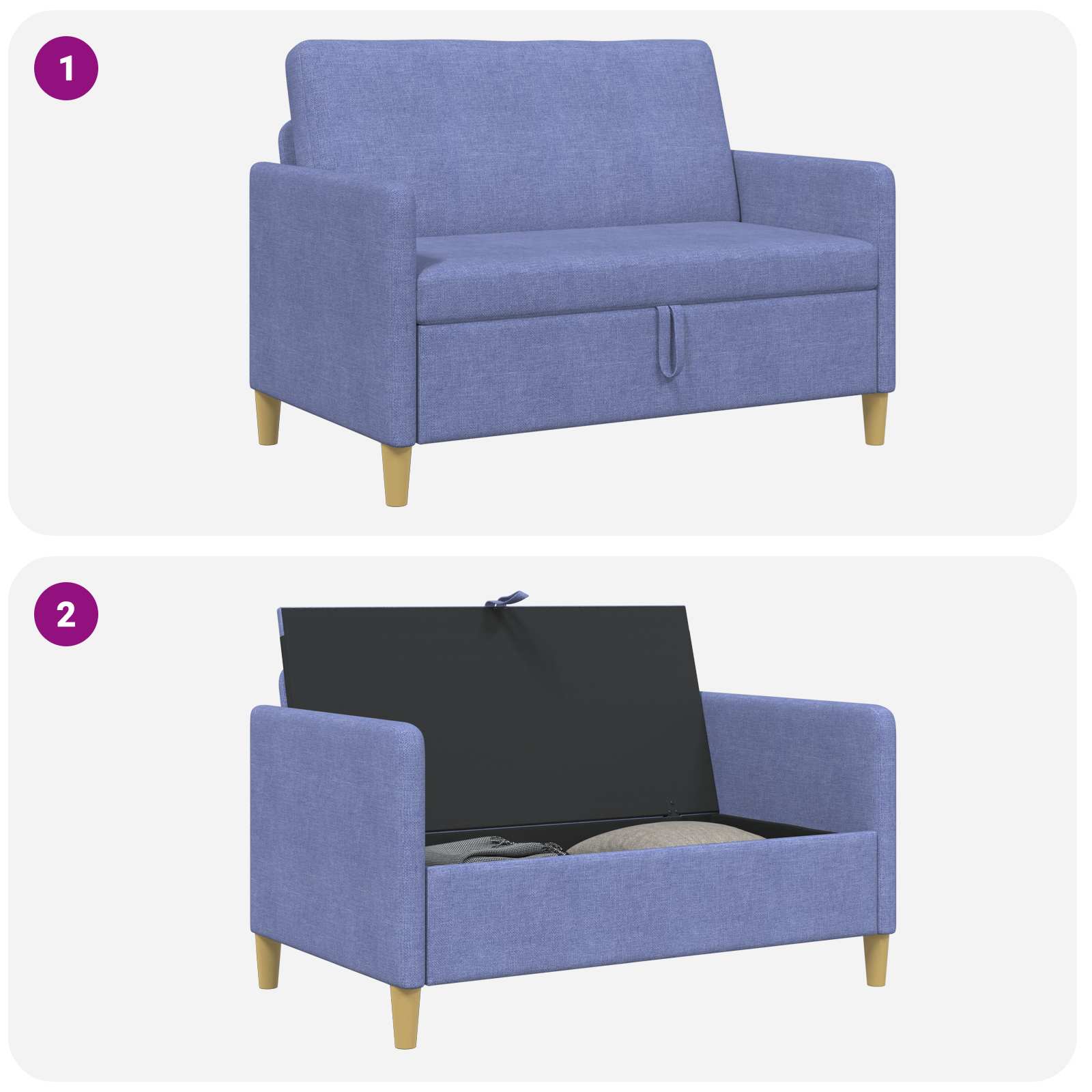 Sofa mit Stauraum Jeans blau 122 x 78 x 87 cm Polyester