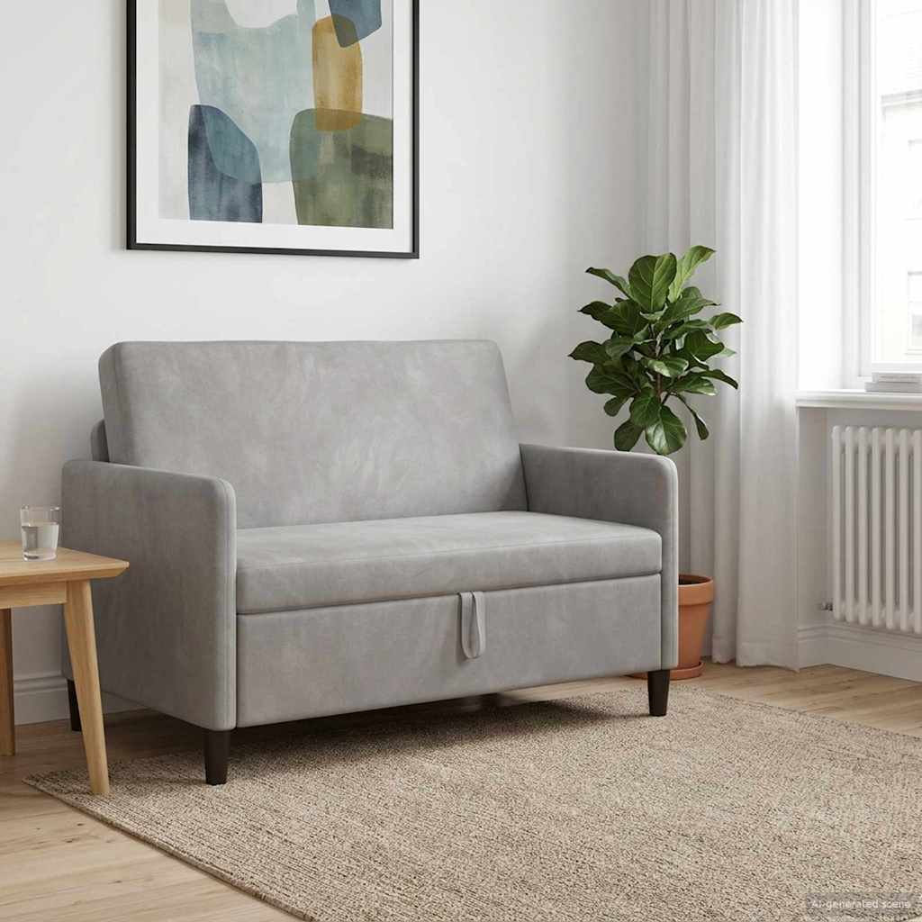 Sofa mit Stauraum Hellgrau 122 x 78 x 87 cm Polyester