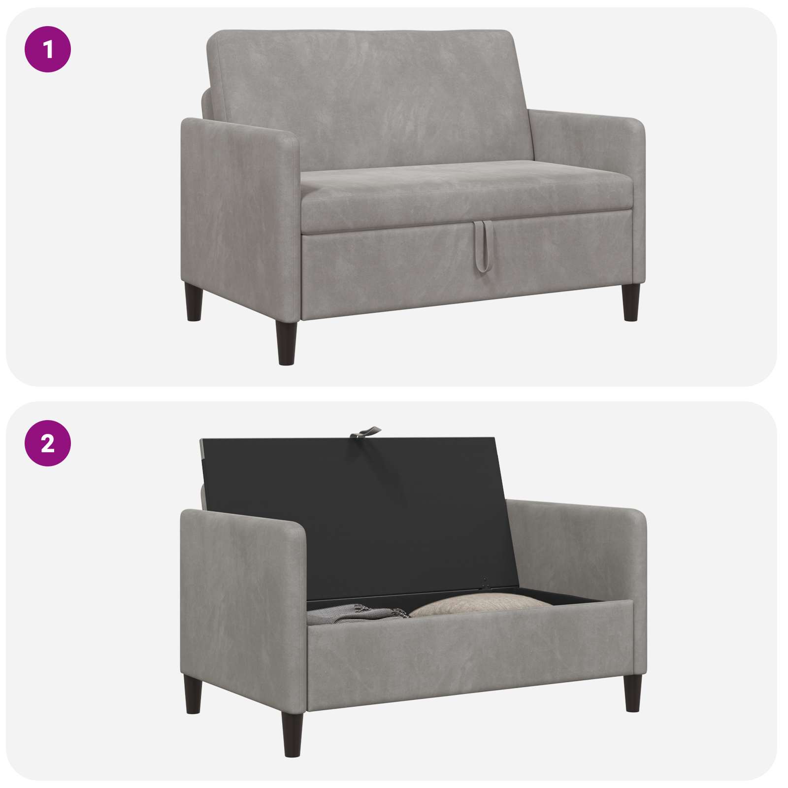 Sofa mit Stauraum Hellgrau 122 x 78 x 87 cm Polyester