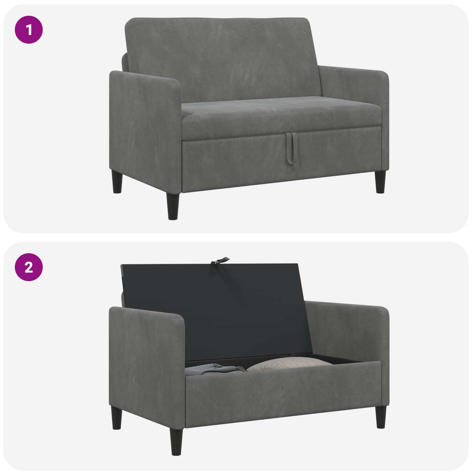 Sofa mit Stauraum Dunkelgrau 122 x 78 x 87 cm Polyester