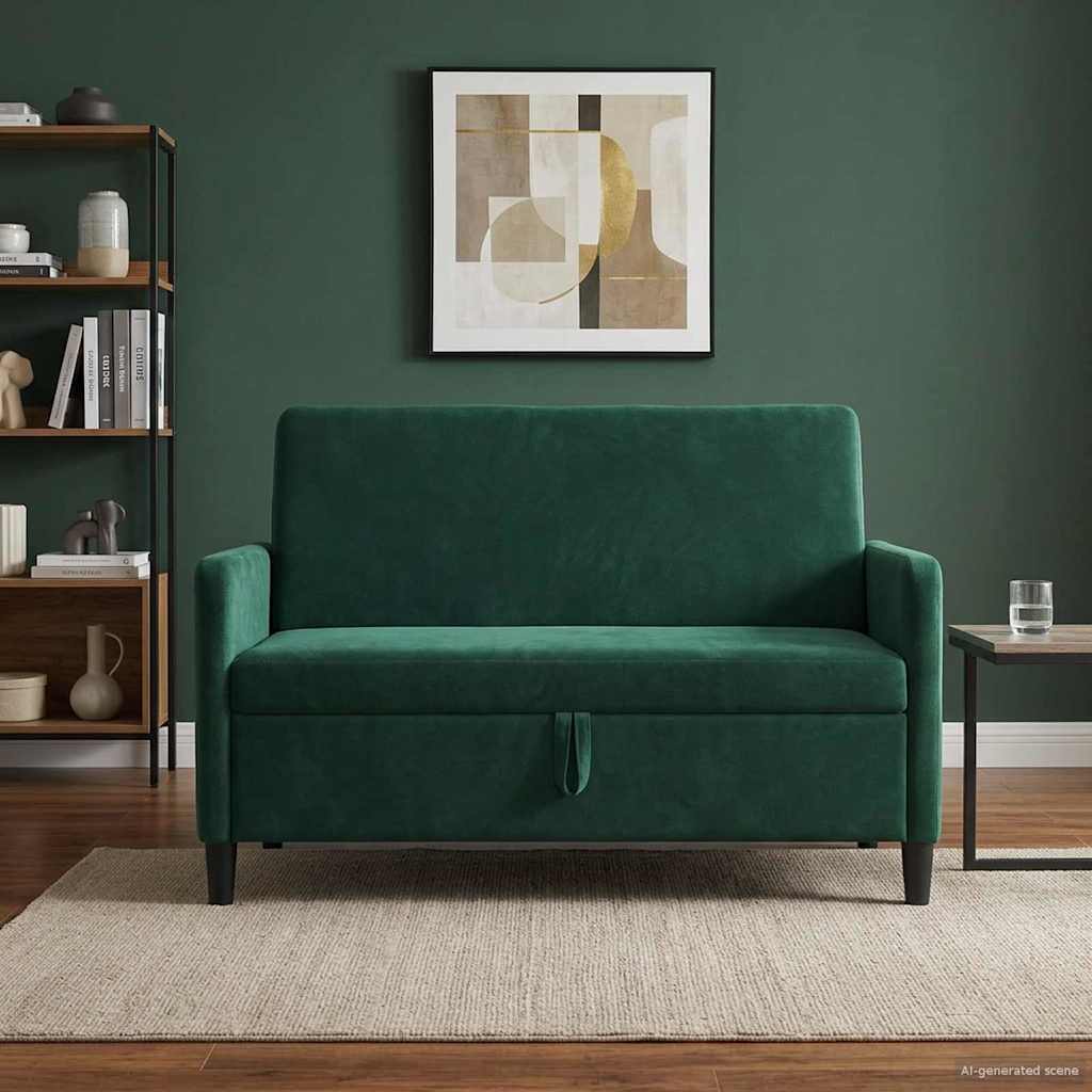 Sofa mit Stauraum Dunkelgrün 122 x 78 x 87 cm Polyester