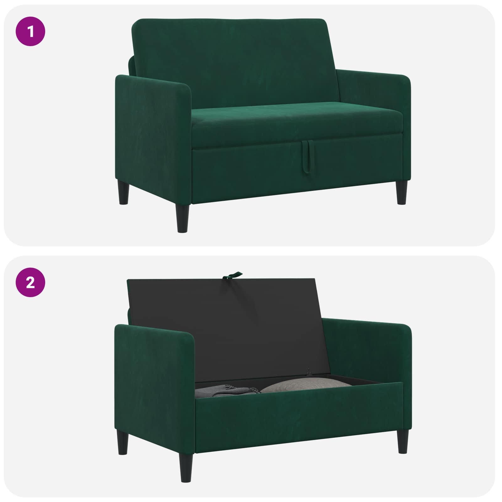 Sofa mit Stauraum Dunkelgrün 122 x 78 x 87 cm Polyester