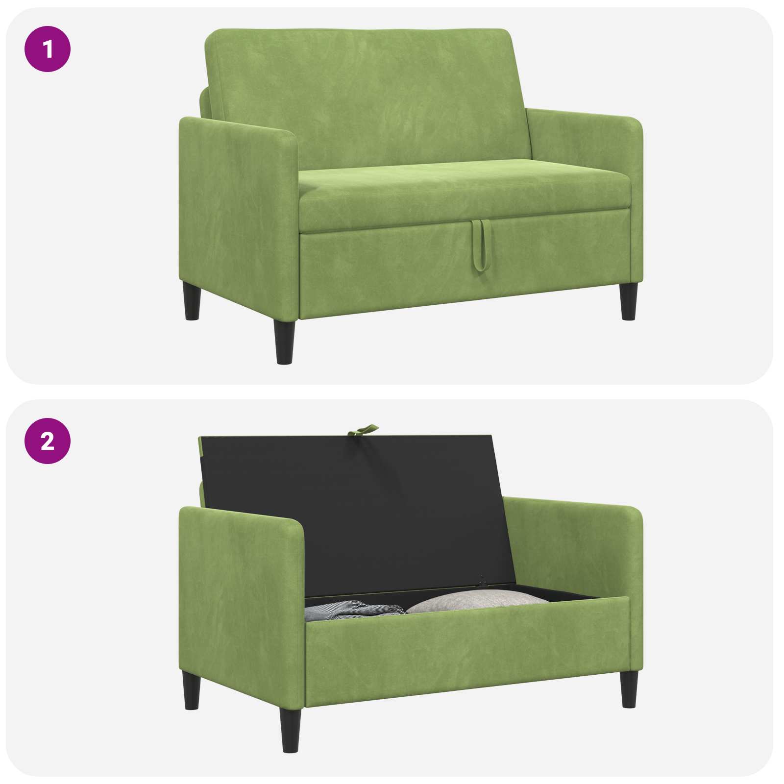 Sofa mit Stauraum Hellgrün 122 x 78 x 87 cm Polyester