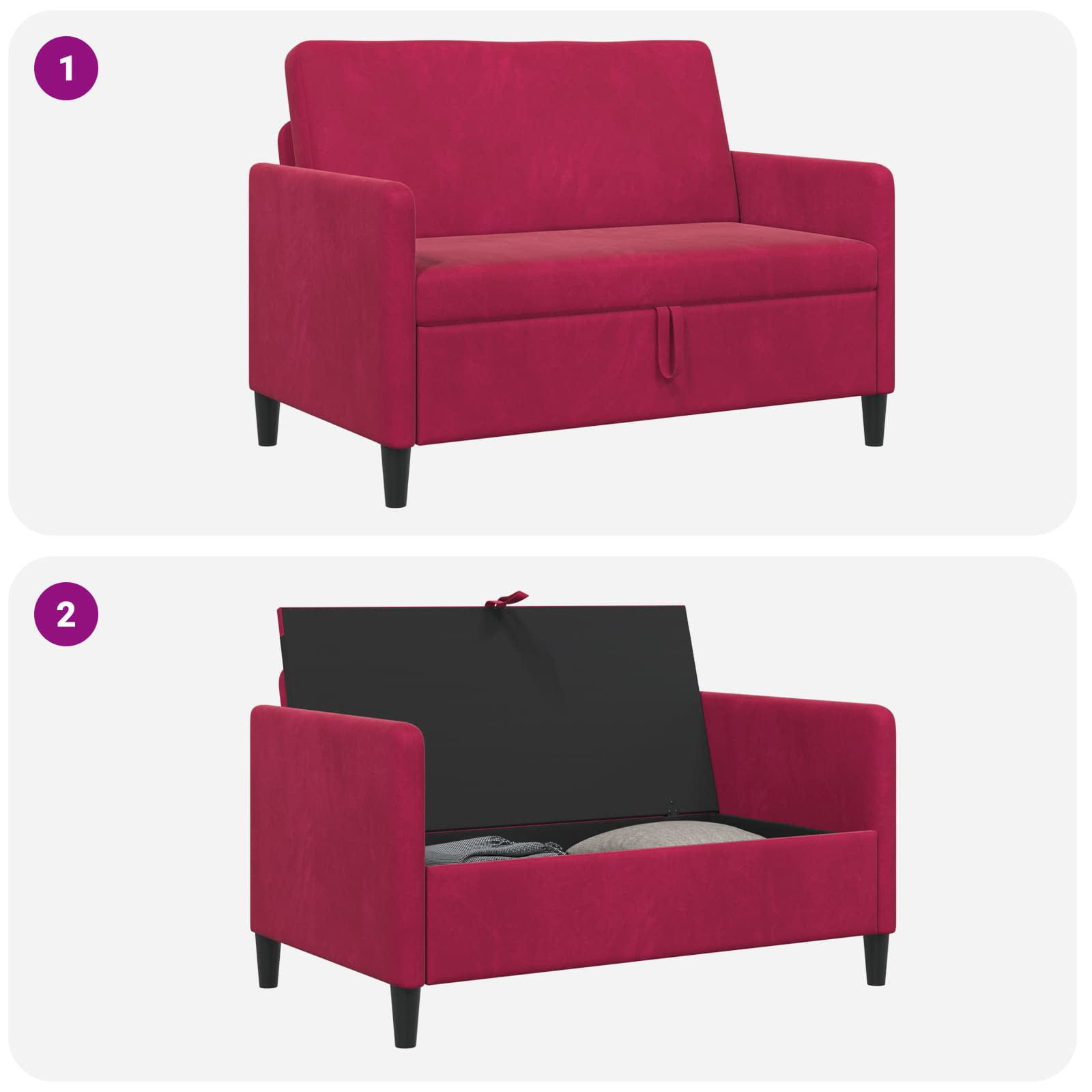 Sofa mit Stauraum Weinrot 122 x 78 x 87 cm Polyester